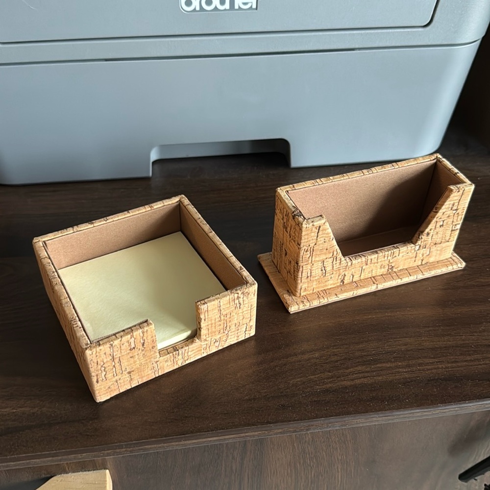 Cork business card and post it holder